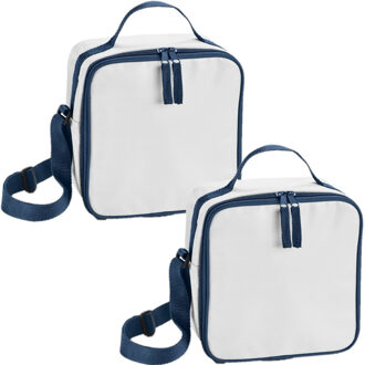 Kleine koeltas voor lunch - Set van 2x stuks - wit - 20 x 20 x 11 cm - 4.5 liter - Koeltassen