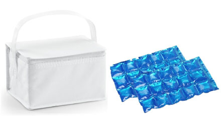 Kleine koeltas voor lunch wit met 2 stuks flexibele koelelementen 3.5 liter