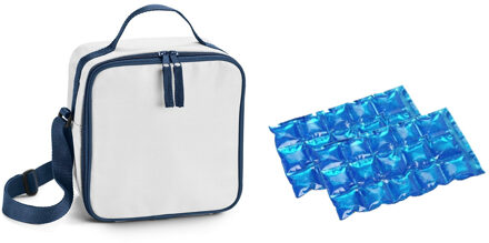 Kleine koeltas voor lunch wit met 2 stuks flexibele koelelementen 4.5 liter