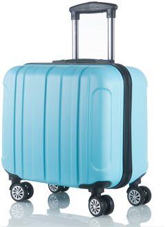 Kleine Koffer Voor Zakenreis Stewardess Cabine Universele Wiel 17 Inch Trolley Case Unisex Wachtwoord Druksterkte Waterdicht blauw