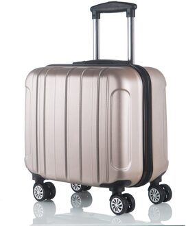 Kleine Koffer Voor Zakenreis Stewardess Cabine Universele Wiel 17 Inch Trolley Case Unisex Wachtwoord Druksterkte Waterdicht champagne