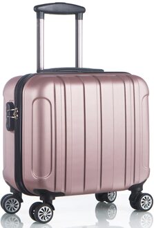 Kleine Koffer Voor Zakenreis Stewardess Cabine Universele Wiel 17 Inch Trolley Case Unisex Wachtwoord Druksterkte Waterdicht roos goud