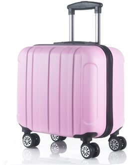 Kleine Koffer Voor Zakenreis Stewardess Cabine Universele Wiel 17 Inch Trolley Case Unisex Wachtwoord Druksterkte Waterdicht roze
