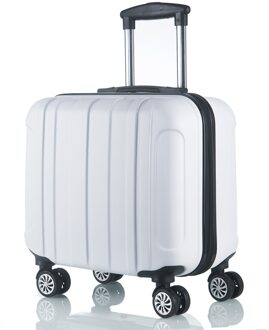 Kleine Koffer Voor Zakenreis Stewardess Cabine Universele Wiel 17 Inch Trolley Case Unisex Wachtwoord Druksterkte Waterdicht wit