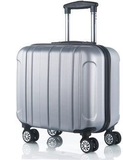 Kleine Koffer Voor Zakenreis Stewardess Cabine Universele Wiel 17 Inch Trolley Case Unisex Wachtwoord Druksterkte Waterdicht zilver grijs