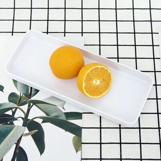 Kleine Lade Rechthoekige Plastic Thee Lade Woonkamer Huishoudelijke Water Cup Plaat Meaty Pot Creatieve Persoonlijkheid Nordic Plaat Smalle wit