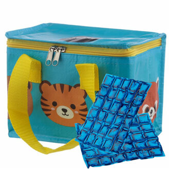 Kleine lunch koeltas met 2x flexibel koelelement - Adoramals print - 4,7 liter - Koeltas Multikleur