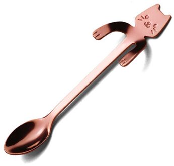 Kleine Mini 304 Rvs Leuke Kat Theelepels Cartoon Lepels Ijs Dessert Lepel Lange Steel Koffie & Thee Lepel B