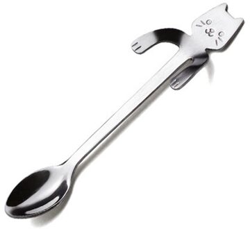 Kleine Mini 304 Rvs Leuke Kat Theelepels Cartoon Lepels Ijs Dessert Lepel Lange Steel Koffie & Thee Lepel
