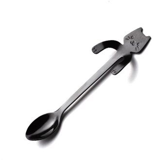 Kleine Mini 304 Rvs Leuke Kat Theelepels Cartoon Lepels Ijs Dessert Lepel Lange Steel Koffie & Thee Lepel