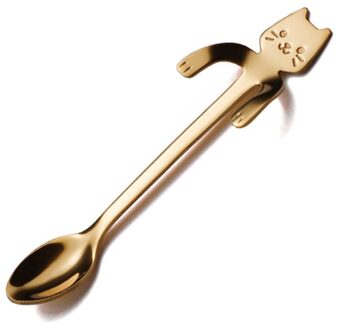 Kleine Mini 304 Rvs Leuke Kat Theelepels Cartoon Lepels Ijs Dessert Lepel Lange Steel Koffie & Thee Lepel