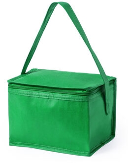Kleine mini koeltas voor lunch of sixpack blikjes - groen - 21 x 15 x 15 cm - draagriem - Koeltas