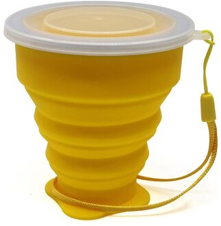 Kleine Mini Telescopische Draagbare Siliconen Opvouwbare Beker Met Dstproof Cover Outdoor Koffie Cups Kinderen Reizen Drink Water Copa geel 1 stuk