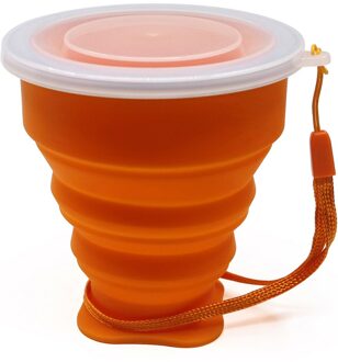 Kleine Mini Telescopische Draagbare Siliconen Opvouwbare Beker Met Dstproof Cover Outdoor Koffie Cups Kinderen Reizen Drink Water Copa oranje 1 stuk