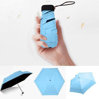 Kleine Mode Opvouwbare Paraplu Regen Vrouwen Mannen Mini Pocket Parasol Meisjes Anti-Uv Waterdichte Draagbare Reizen Blauw