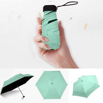 Kleine Mode Opvouwbare Paraplu Regen Vrouwen Mannen Mini Pocket Parasol Meisjes Anti-Uv Waterdichte Draagbare Reizen groen