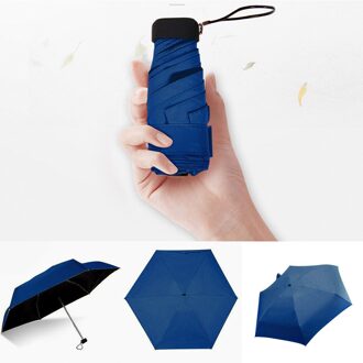 Kleine Mode Opvouwbare Paraplu Regen Vrouwen Mannen Mini Pocket Parasol Meisjes Anti-Uv Waterdichte Draagbare Reizen marine