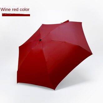 Kleine Mode Opvouwbare Paraplu Regen Vrouwen Mannen Mini Pocket Parasol Meisjes Anti-Uv Waterdichte Draagbare Reizen Paraplu rood wijn