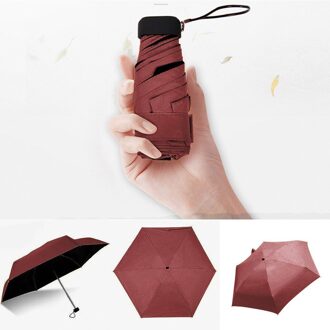 Kleine Mode Opvouwbare Paraplu Regen Vrouwen Mannen Mini Pocket Parasol Meisjes Anti-Uv Waterdichte Draagbare Reizen Rood