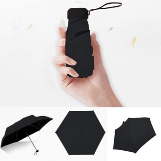 Kleine Mode Opvouwbare Paraplu Regen Vrouwen Mannen Mini Pocket Parasol Meisjes Anti-Uv Waterdichte Draagbare Reizen zwart