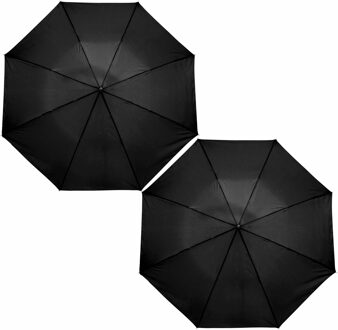 Kleine opvouwbare/inklapbare zak paraplu van 35 cm - 2x stuks - zwart - dia 93 cm