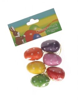 Kleine paaseitjes gekleurd 6 stuks Multi