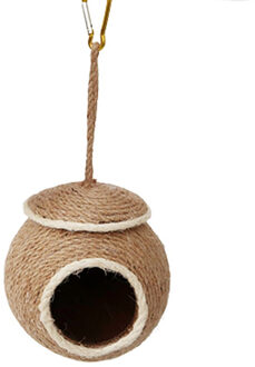 Kleine Papegaai Hamster Kokosnoot Huis Nest Opknoping Schommel Hangmat Chew Toy Screw Mounting