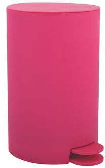 kleine pedaalemmer - kunststof - fuchsia roze - 3L - 15 x 27 cm - Badkamer/toilet - Pedaalemmers