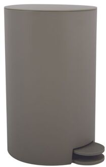 kleine pedaalemmer - kunststof - taupe - 3L - 15 x 27 cm - Badkamer/toilet - Pedaalemmers