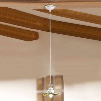 Kleine pendellamp GIRASOLA in landelijke stijl wit, geel, groen