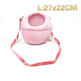Kleine Pet Carrier Hamsterkooi Chinchilla Reizen Warme Zakken Kooien Cavia Carry Bag Ademend Hamster Accessoires roze-L