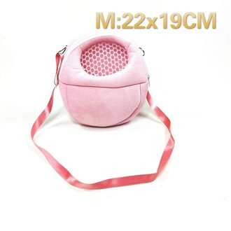 Kleine Pet Carrier Hamsterkooi Chinchilla Reizen Warme Zakken Kooien Cavia Carry Bag Ademend Hamster Accessoires roze-M