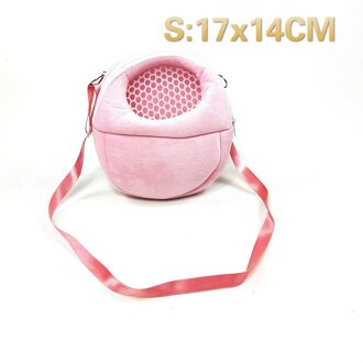 Kleine Pet Carrier Hamsterkooi Chinchilla Reizen Warme Zakken Kooien Cavia Carry Bag Ademend Hamster Accessoires roze-S