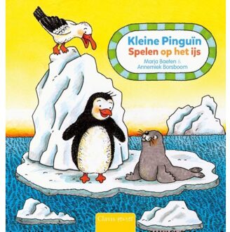 Kleine Pinguïn, spelen op het ijs. 1+
