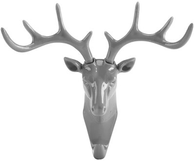 Kleine Plastic Wandrek Voor Woonkamer Hoed/Tas/Sleutelhanger/Sieraden Rack Drie-Dimensionale Herten Decor kantoor Slaapkamer Kapstok grijs