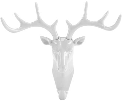 Kleine Plastic Wandrek Voor Woonkamer Hoed/Tas/Sleutelhanger/Sieraden Rack Drie-Dimensionale Herten Decor kantoor Slaapkamer Kapstok wit