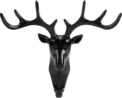 Kleine Plastic Wandrek Voor Woonkamer Hoed/Tas/Sleutelhanger/Sieraden Rack Drie-Dimensionale Herten Decor kantoor Slaapkamer Kapstok zwart