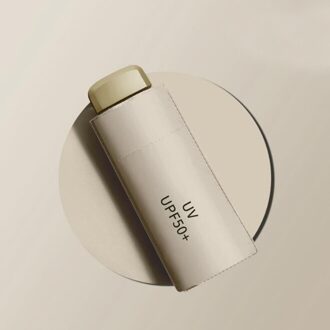 Kleine Platte Mode Opvouwbare Paraplu Regen Vrouwen Mannen Mini Pocket Parasol Meisjes Anti-Uv Waterdichte Draagbare Reizen Paraplu Beige