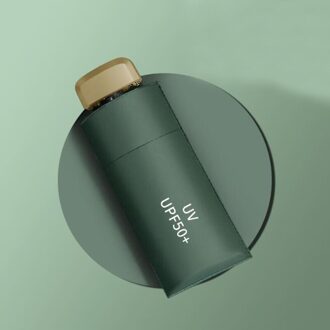 Kleine Platte Mode Opvouwbare Paraplu Regen Vrouwen Mannen Mini Pocket Parasol Meisjes Anti-Uv Waterdichte Draagbare Reizen Paraplu donker groen