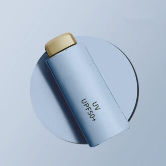 Kleine Platte Mode Opvouwbare Paraplu Regen Vrouwen Mannen Mini Pocket Parasol Meisjes Anti-Uv Waterdichte Draagbare Reizen Paraplu licht blauw