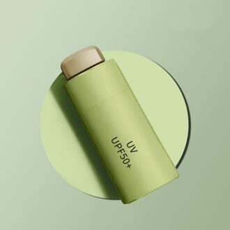 Kleine Platte Mode Opvouwbare Paraplu Regen Vrouwen Mannen Mini Pocket Parasol Meisjes Anti-Uv Waterdichte Draagbare Reizen Paraplu thee groen