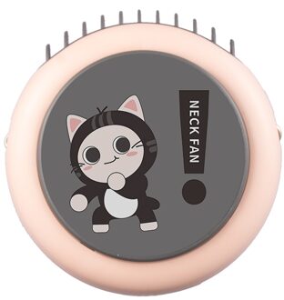 Kleine Ronde Opknoping Hals Kleine Ventilator Desktop Mini Hhanging Hals Cartoon Fan Draagbare Mini Ventilator Zomer Koeler Voor Outdoor Reizen Roze