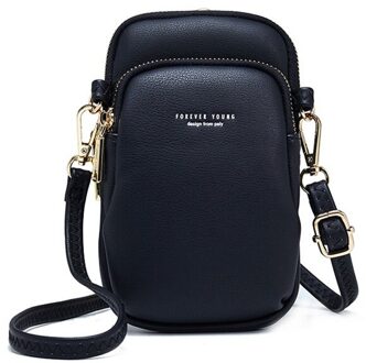 Kleine Schoudertas Voor Vrouwen Zacht Leer Mobiele Telefoon Dames Crossbody Bag Purse Vrouwelijke Mini Sac zwart