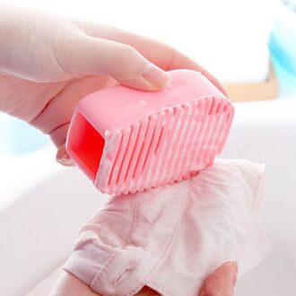 Kleine Silicone Wasserij Wassen Board 1Pc Candy Kleur Antislip Mini Wasbord Schrobben Borstel Handheld Handig Schoonmaken gereedschap Roze