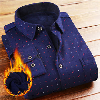 Kleine Stipdruk Winter Shirt Mannen Brand Plus Fluwelen Warme Casual Shirt Heren Slim Fit Lange Mouw jurk Shirts 4XL XXL