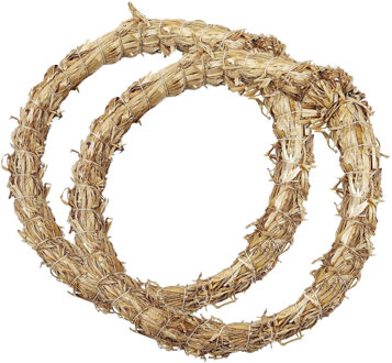 Kleine strokransen/kransen - 2x - stro - D21 x H2 cm - DIY/hobby krans/deurkrans