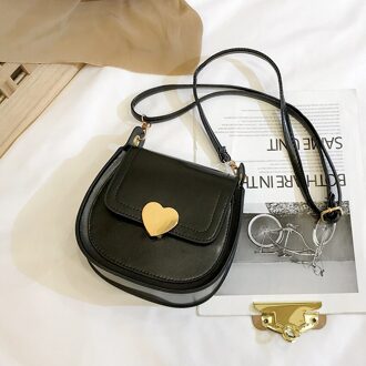 Kleine Tas Vrouwen Mode Hartvormige Lock Zadeltas Eenvoudige Retro Single Schouder Messenger Bags Luxe handtassen zwart