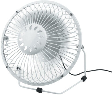 Kleine USB bureau ventilator - wit - metaal - Dia 18 cm - Tafel model - Lekker afkoelen