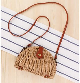 Kleine Verse Messenger Geweven Zak Strandtas Sen Halfronde Stro Geweven Zak Foto Vrouwelijke Tas Handtassen voor Vrouwen wit