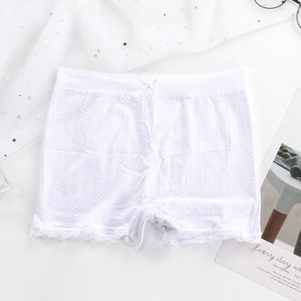 Kleine Verse Twist Veiligheid Broek Naadloze Licht Proof Meisjes Zomer Lace Bottom Kwart Shorts Naadloze Shorts Broek Voor Vrouwen wit